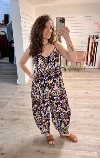 Sleeveless Print Jumpsuit