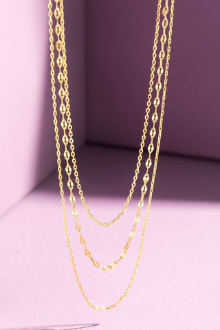 18K Gold Plated Multi Layer Chain Necklace