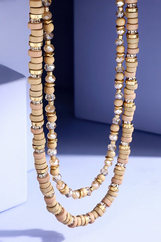 3 Layered Mixed Disk Bead Necklace