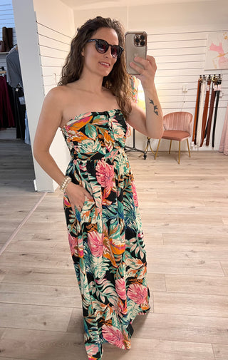 Floral Print Sleeveless Jumpsuit