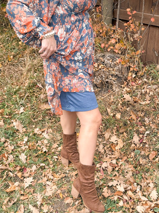 Floral Print Mesh Smocked Long sleeve Dress