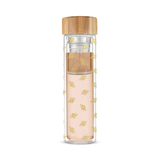 Insulated Glass Travel Mug w/ Tea Infuser - Bee