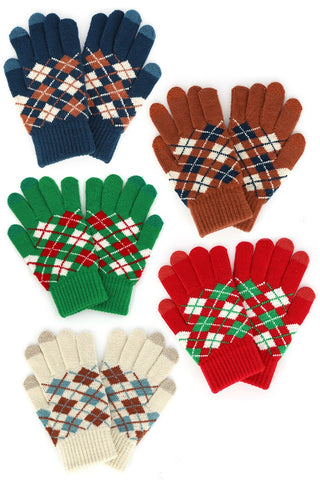 Argyle Knit Gloves