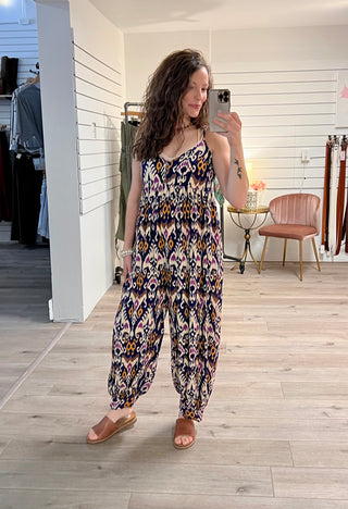 Sleeveless Print Jumpsuit