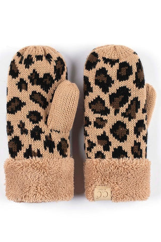 CC Knitted Leopard Mittens