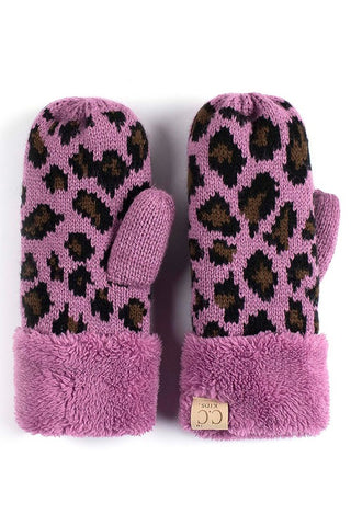 CC Knitted Leopard Mittens