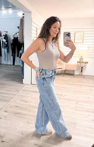 90's Super High Rise Wide Leg Jeans By Vervet