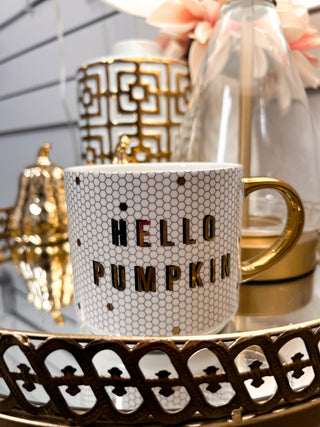 Hello Pumpkin Gold Tile Mug