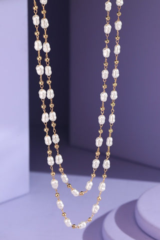 Chain Link Pearl Necklace