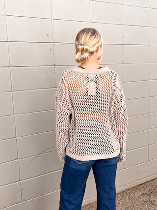 Star Crochet Long Sleeve Sweater