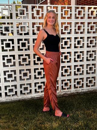 Smocked Satin Pants