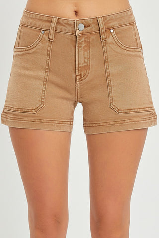 Mid-Rise Front Patch Pocket Shorts by Risen