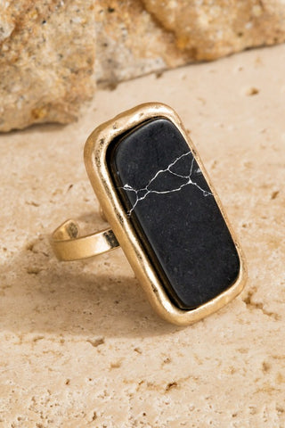 Natural Stone Rectangle Ring