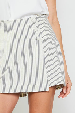 Pinstripe Button Skort