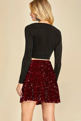 Sequin Velvet Flip Mini Skirt