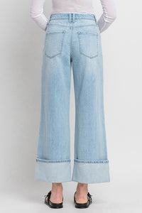 Super High Rise Cuff Baggy Wide Jeans by Vervet