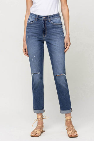 Super High Rise Double Cuffed Mom Jeans by Vervet