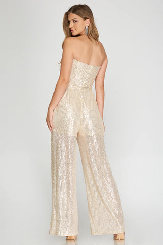 Strapless Sequin Jumpsuit