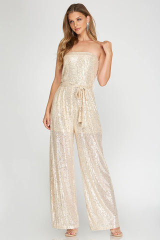 Strapless Sequin Jumpsuit