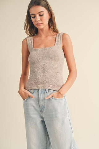 Washed Textured Knit Sleeveless Top