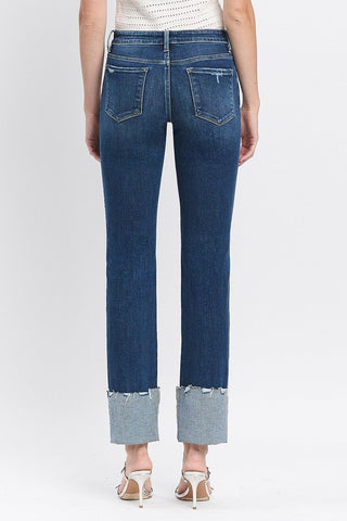 Overheard Mid-Rise Slim Straight Cuffed Jeans by Lovervet