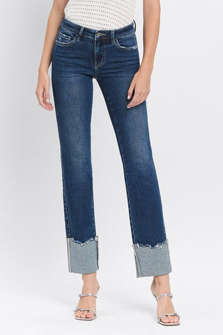 Overheard Mid-Rise Slim Straight Cuffed Jeans by Lovervet