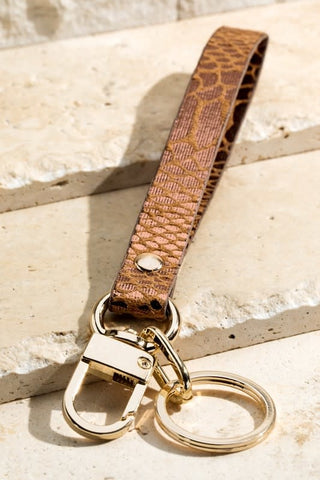 Faux Leather Metallic Animal Key Chain