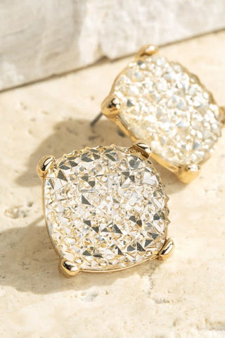 Shimmery Square Stud Earrings